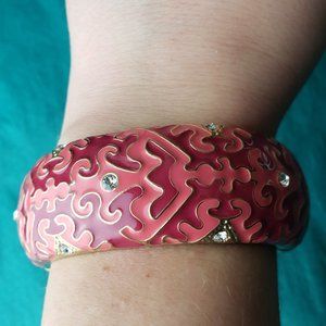 2/15$Red and orange enamel bracelet with white bracelets